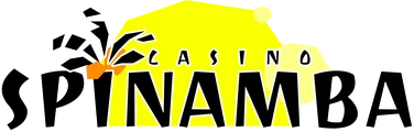 Spinamba – napis Casino Spinamba z palmą i żółtym słońcem